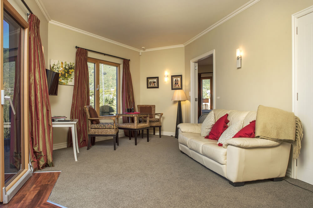 Sitting Area In The Pukeko Apartment At Wilkes Way Villa In Picton Marlborough NZ